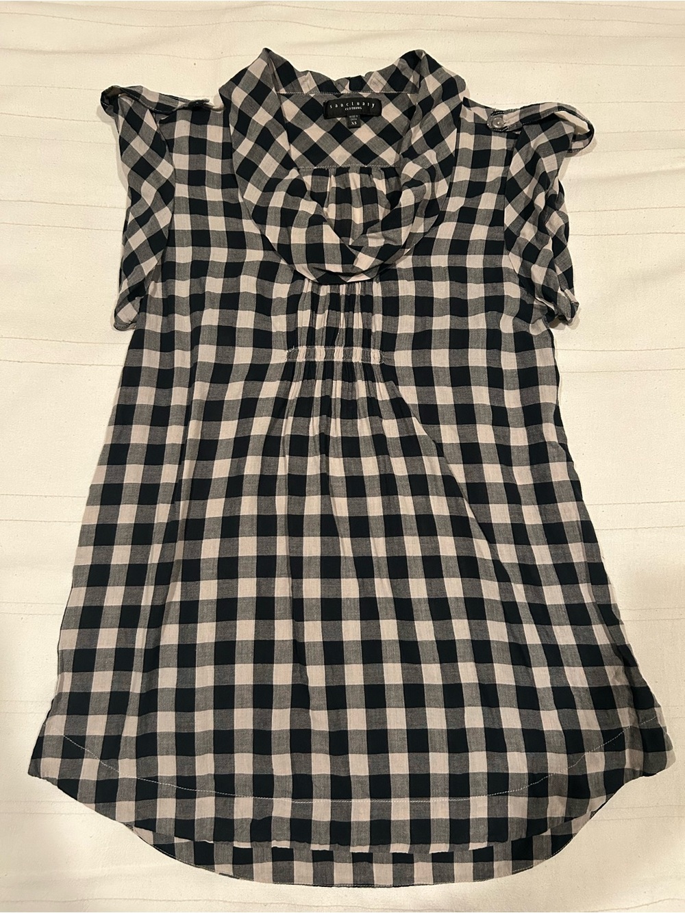 Sanctuary Gingham Cowl Neck Top